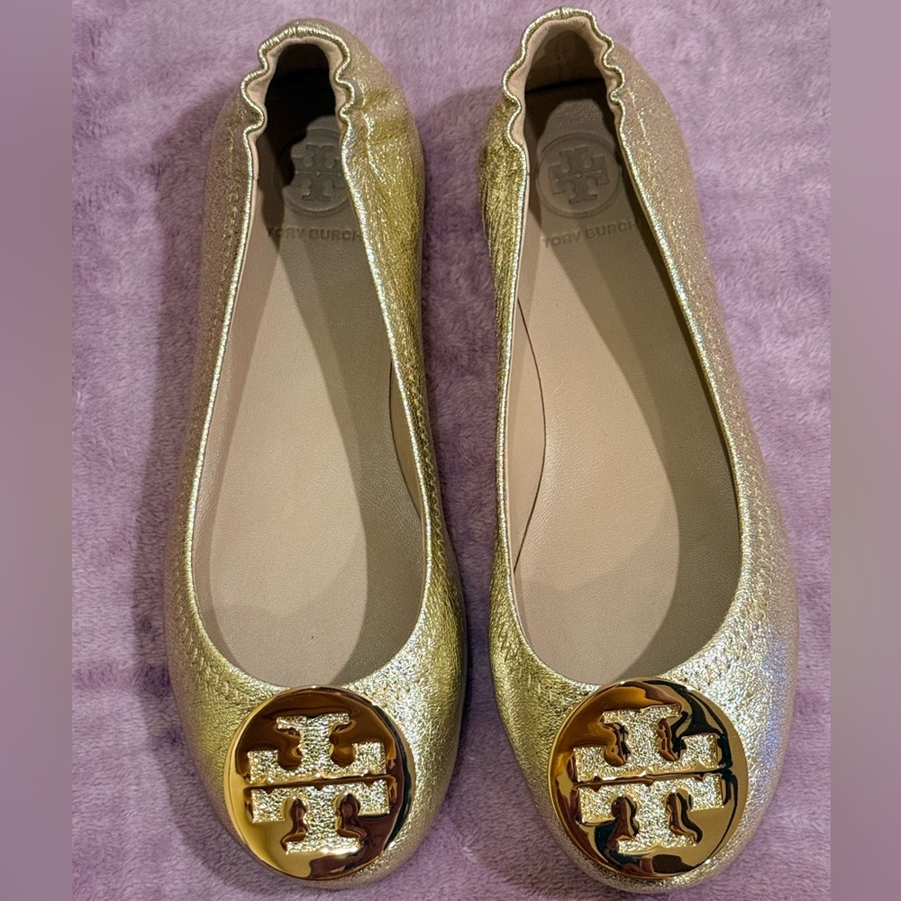 Tory Burch Metallic Gold Flats